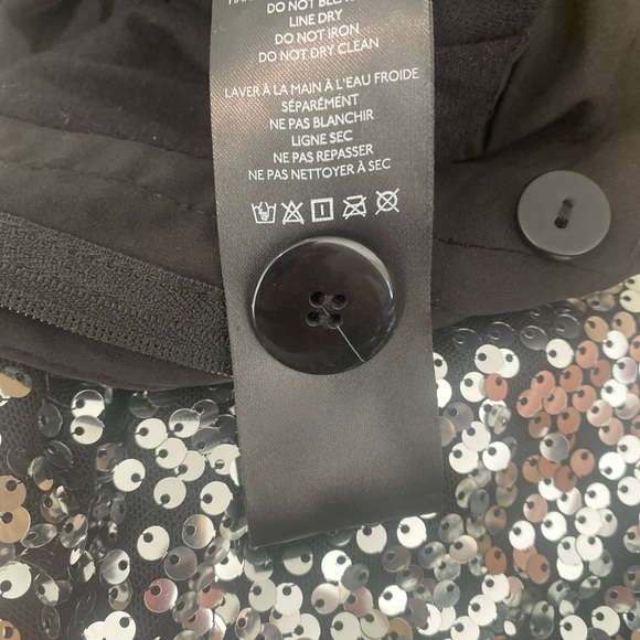 Anthropologie The Colette Cropped Wide-Leg Sequin Pants Silver Cocktail 26 NEW - Picture 6 of 8